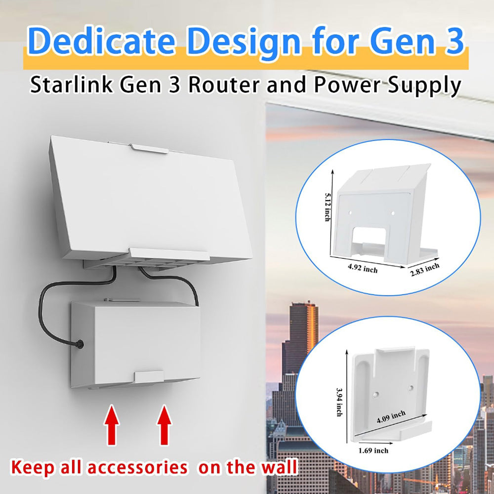 Router & Power Supply Wall Mount Kit for Starlink Gen 3 – No Drilling or Screws Required