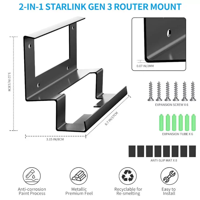 All-in-One Metal Router & Power Supply Wall Mount Kit for Starlink Gen 3