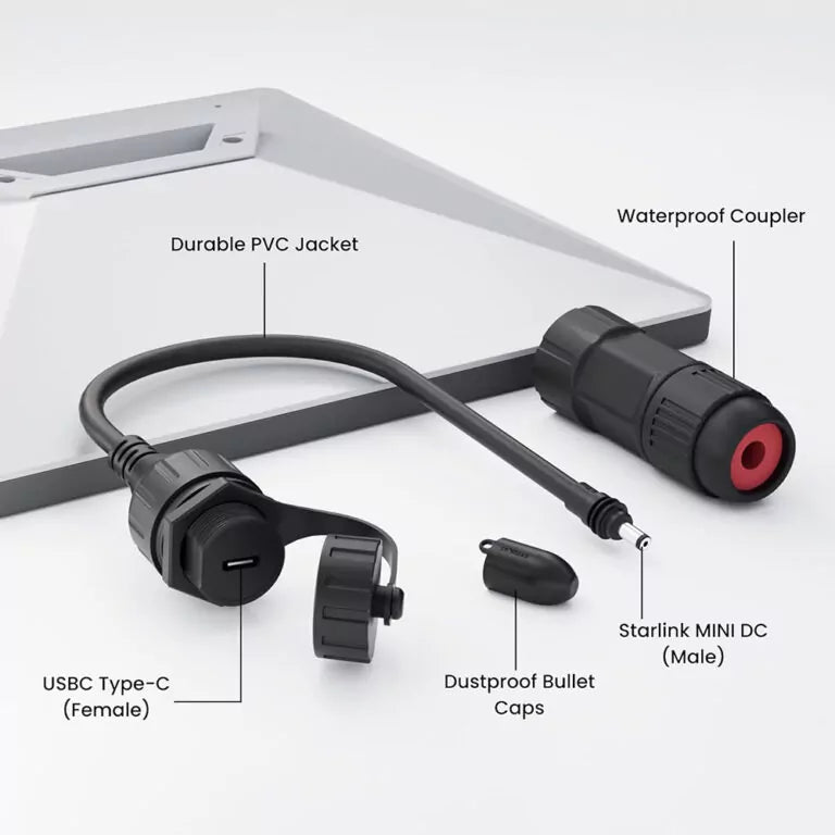 Waterproof USB-C Adapter for Starlink Mini – Fits All USB-C Cables