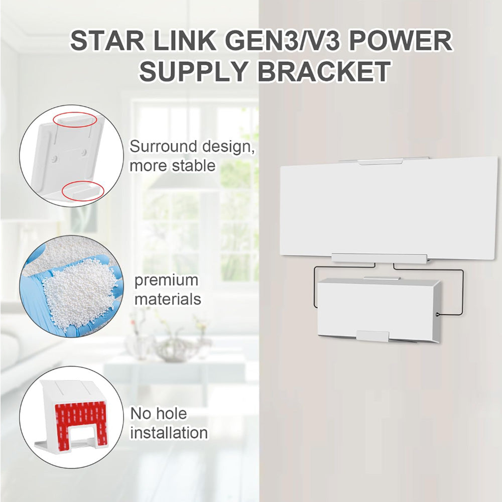 Router & Power Supply Wall Mount Kit for Starlink Gen 3 – No Drilling or Screws Required