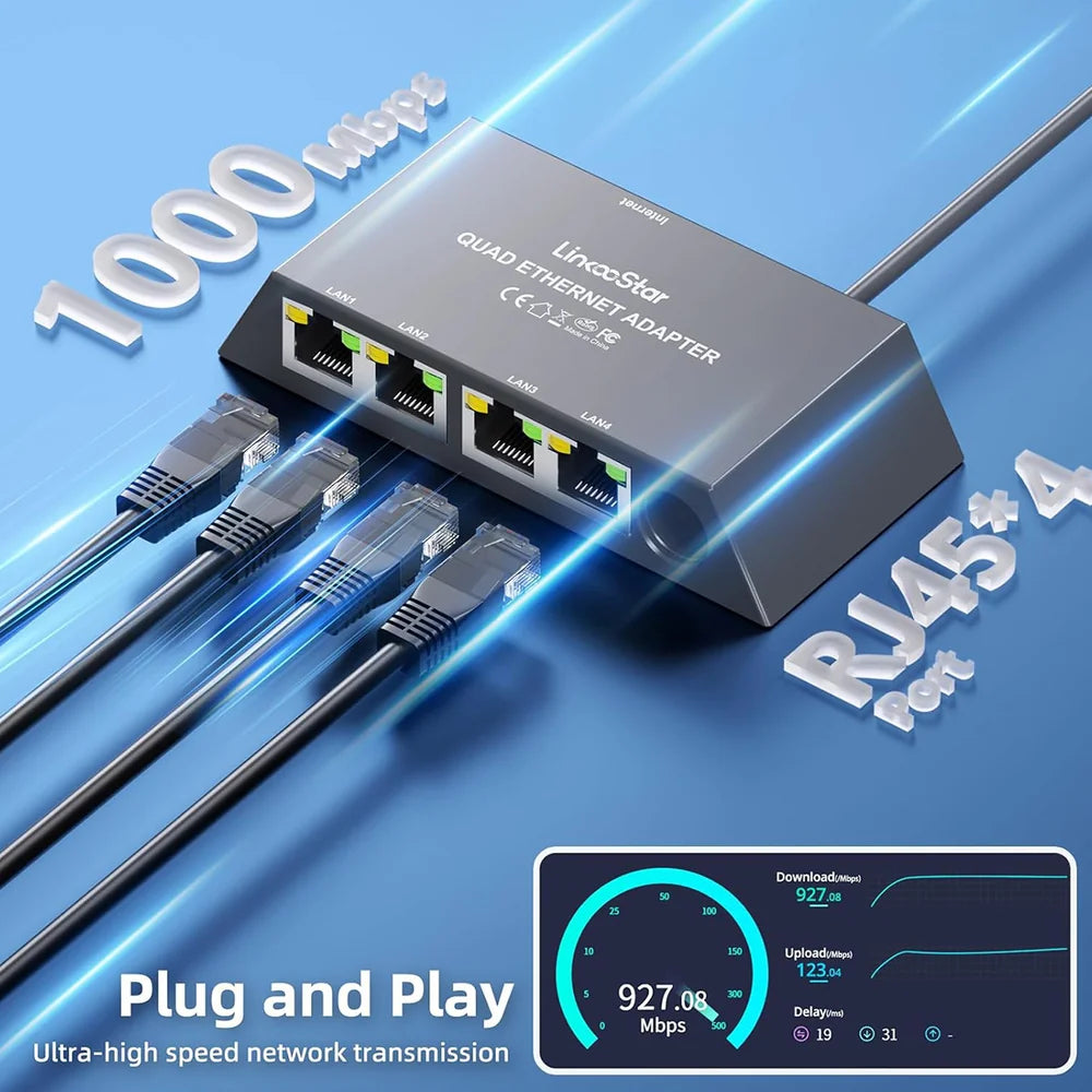 4-Port Ethernet Adapter for Starlink Gen 3  – Connect Up to 4 Devices