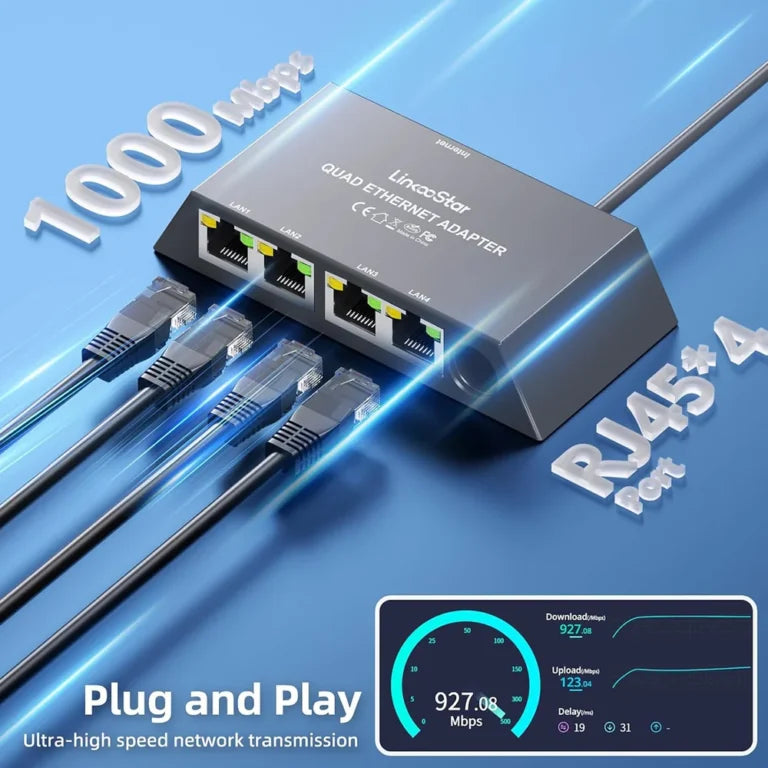 4-Port Ethernet Adapter for Starlink Mini – Connect Up to 4 Devices