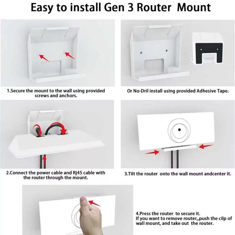 Router & Power Supply Wall Mount Kit for Starlink Gen 3 – No Drilling or Screws Required