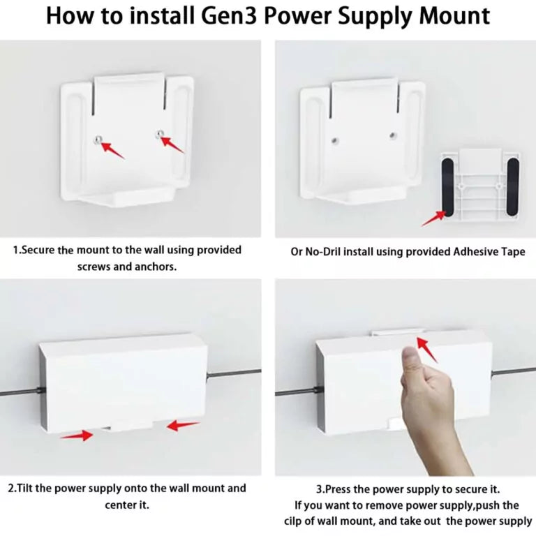 Router & Power Supply Wall Mount Kit for Starlink Gen 3 – No Drilling or Screws Required